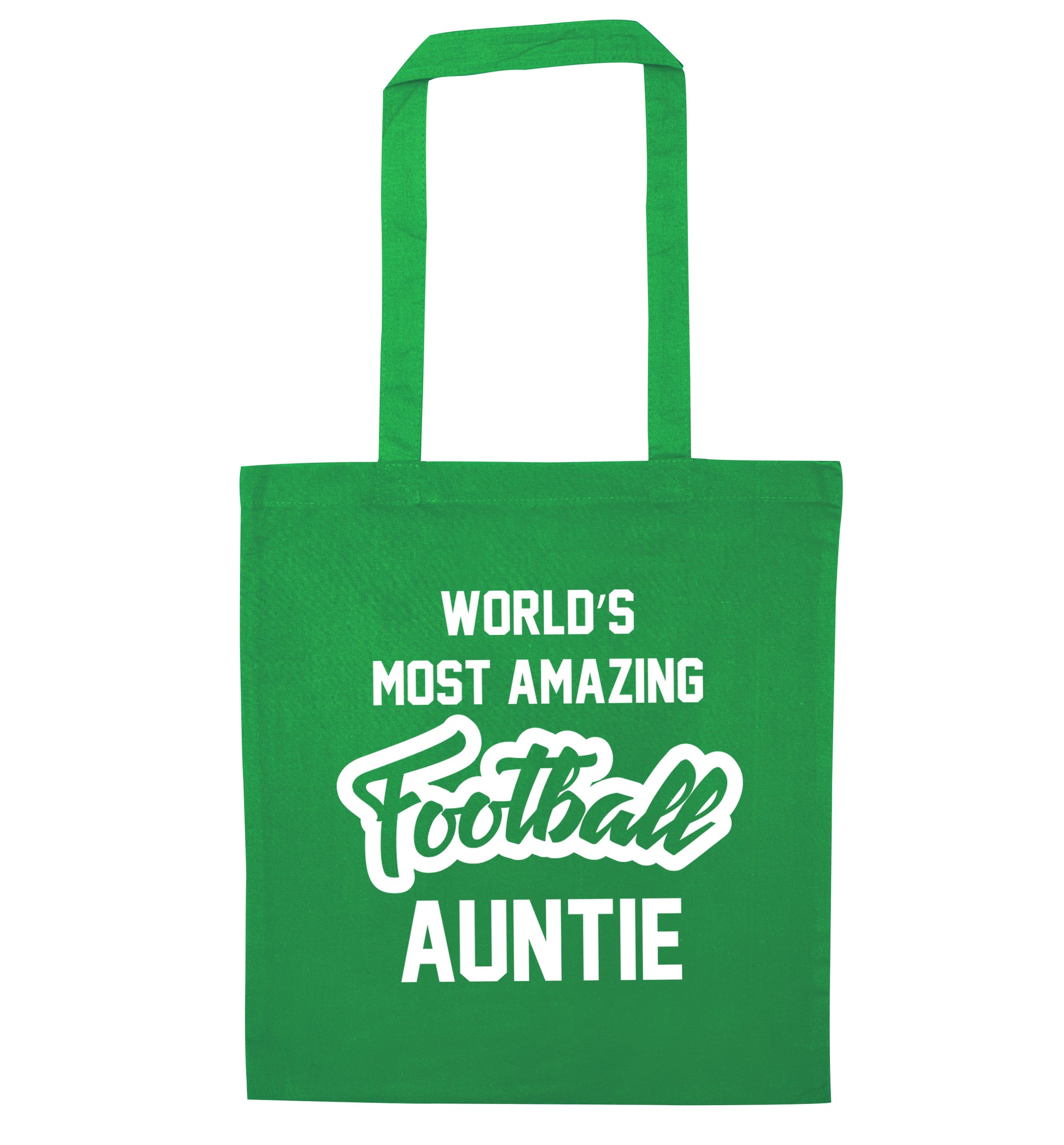 Worlds most amazing football auntie green tote bag