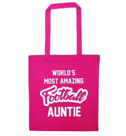 Worlds most amazing football auntie pink tote bag