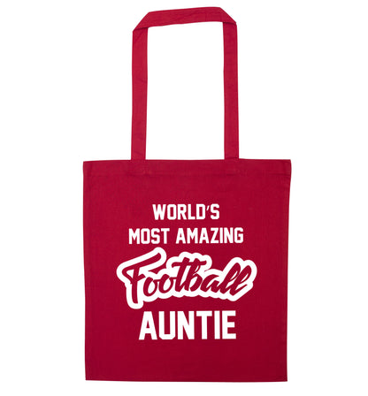 Worlds most amazing football auntie red tote bag