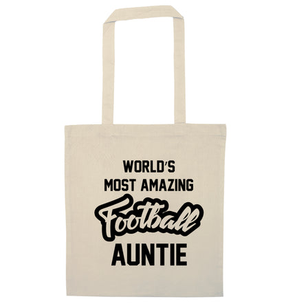 Worlds most amazing football auntie natural tote bag