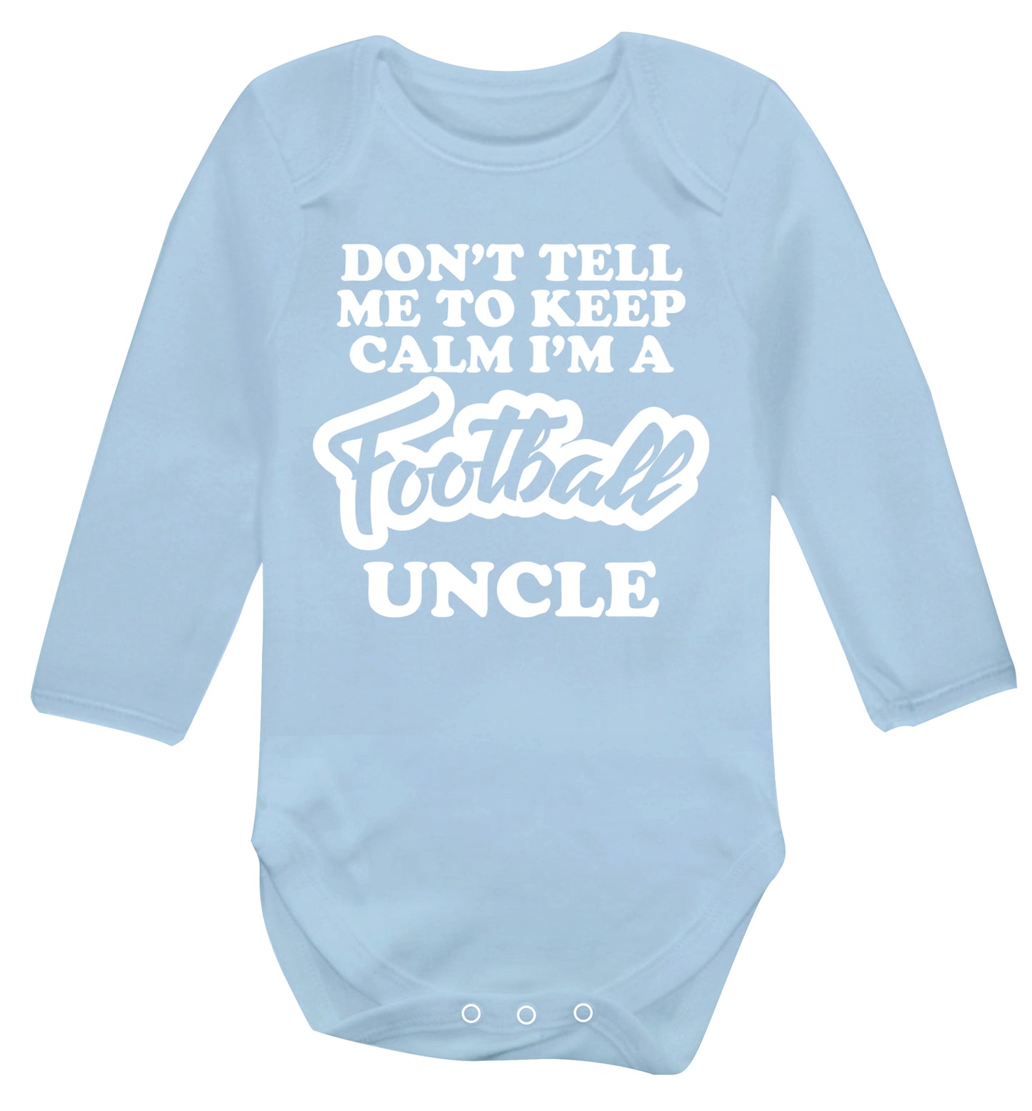 Worlds most amazing football uncle Baby Vest long sleeved pale blue 6-12 months
