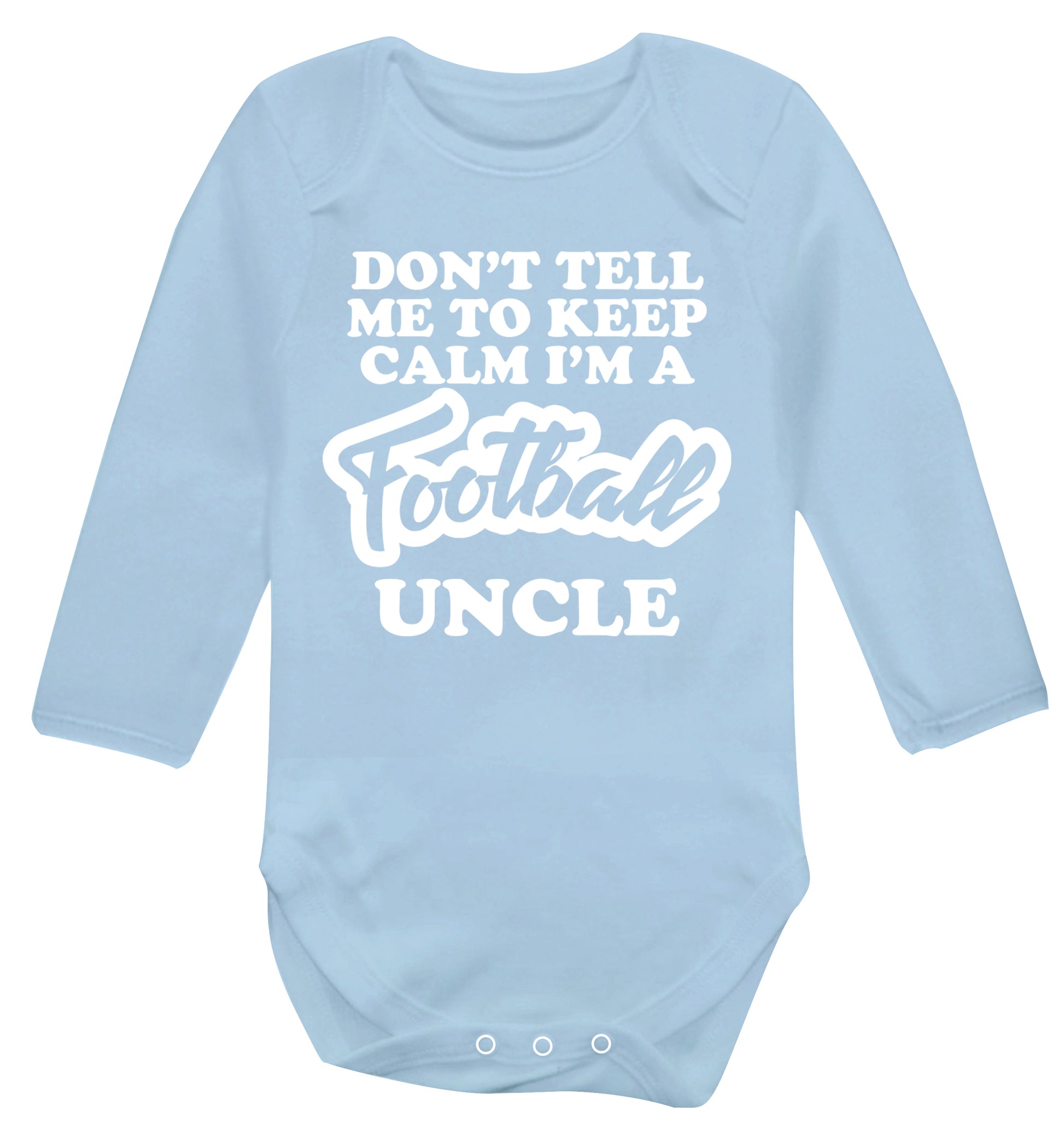 Worlds most amazing football uncle Baby Vest long sleeved pale blue 6-12 months