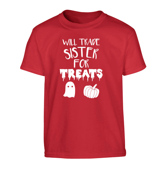 Will trade sister for sweets Children's red Tshirt 12-14 Years