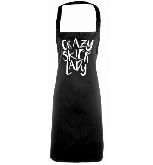 Crazy skier lady black apron