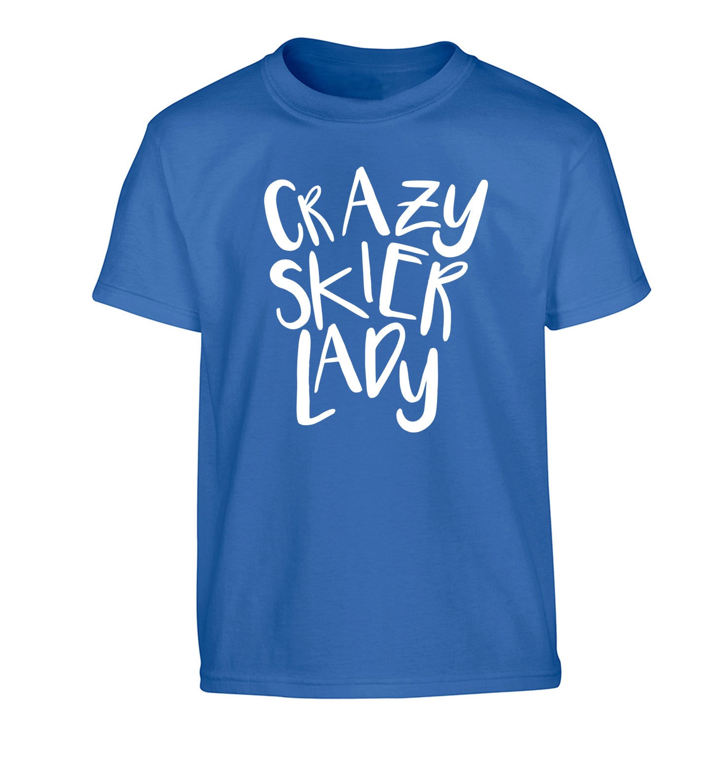 Crazy skier lady Children's blue Tshirt 12-14 Years