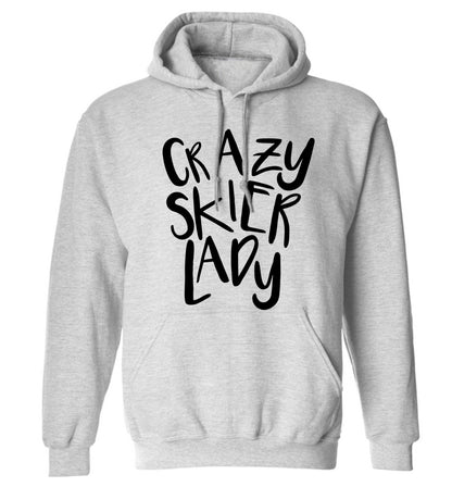 Crazy skier lady adults unisexgrey hoodie 2XL