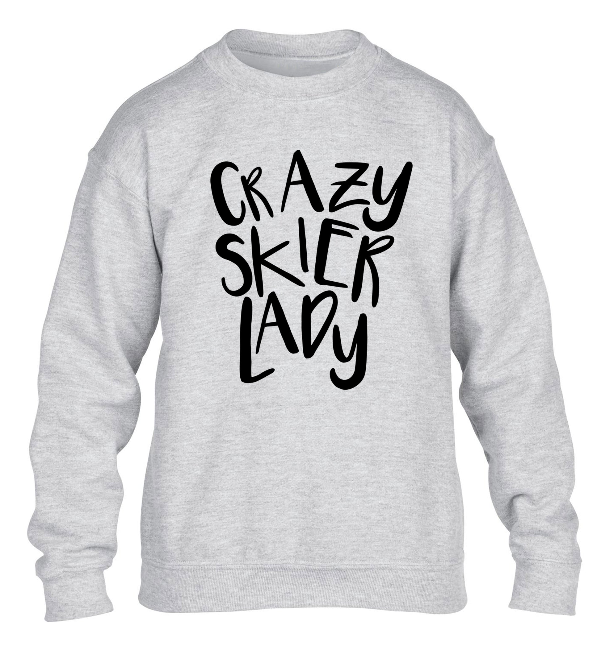 Crazy skier lady children's grey sweater 12-14 Years