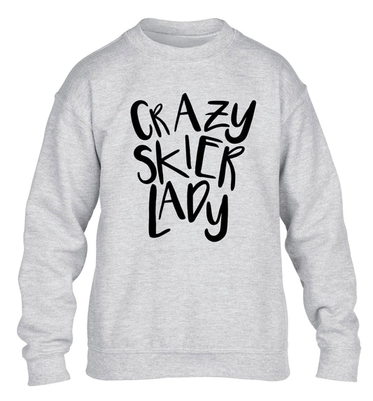 Crazy skier lady children's grey sweater 12-14 Years