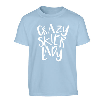 Crazy skier lady Children's light blue Tshirt 12-14 Years