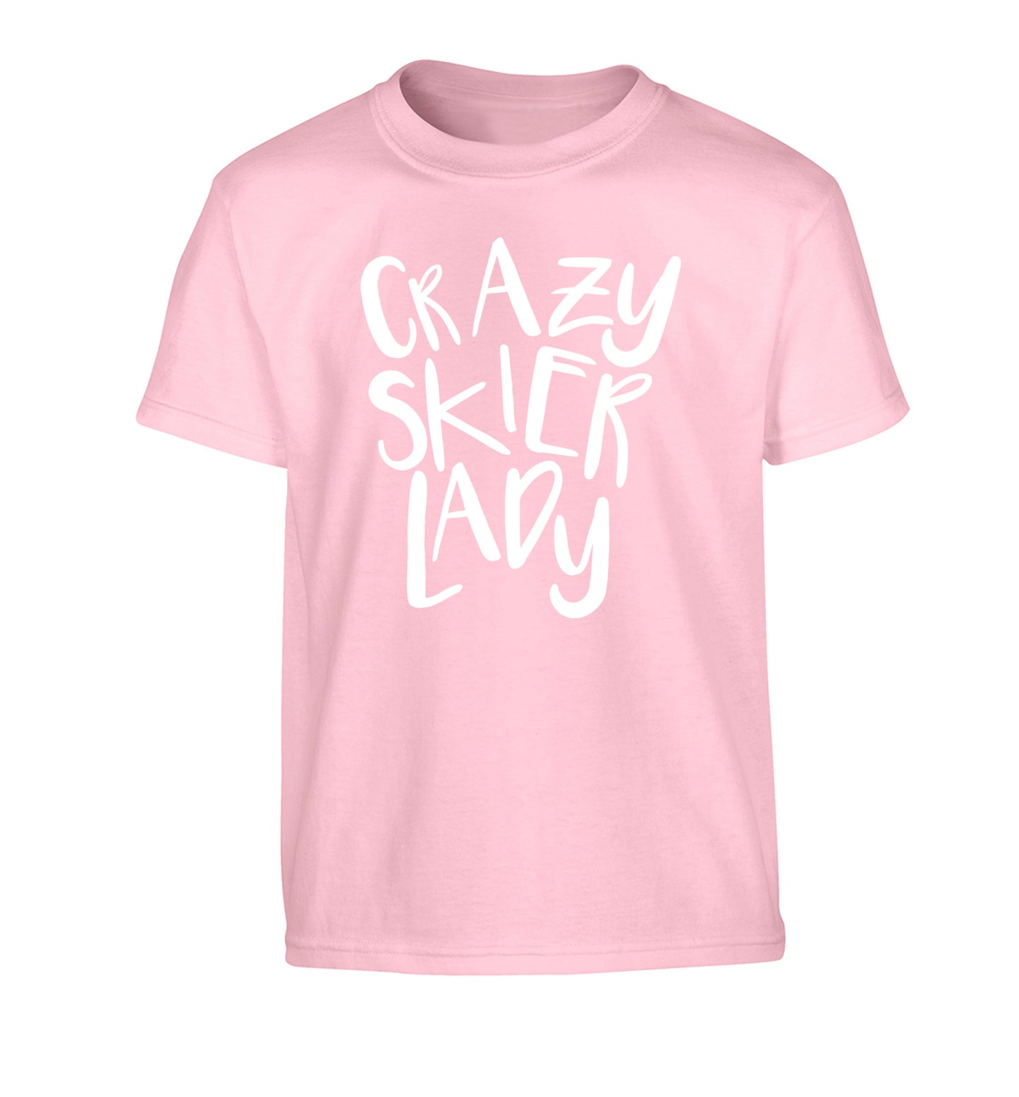 Crazy skier lady Children's light pink Tshirt 12-14 Years