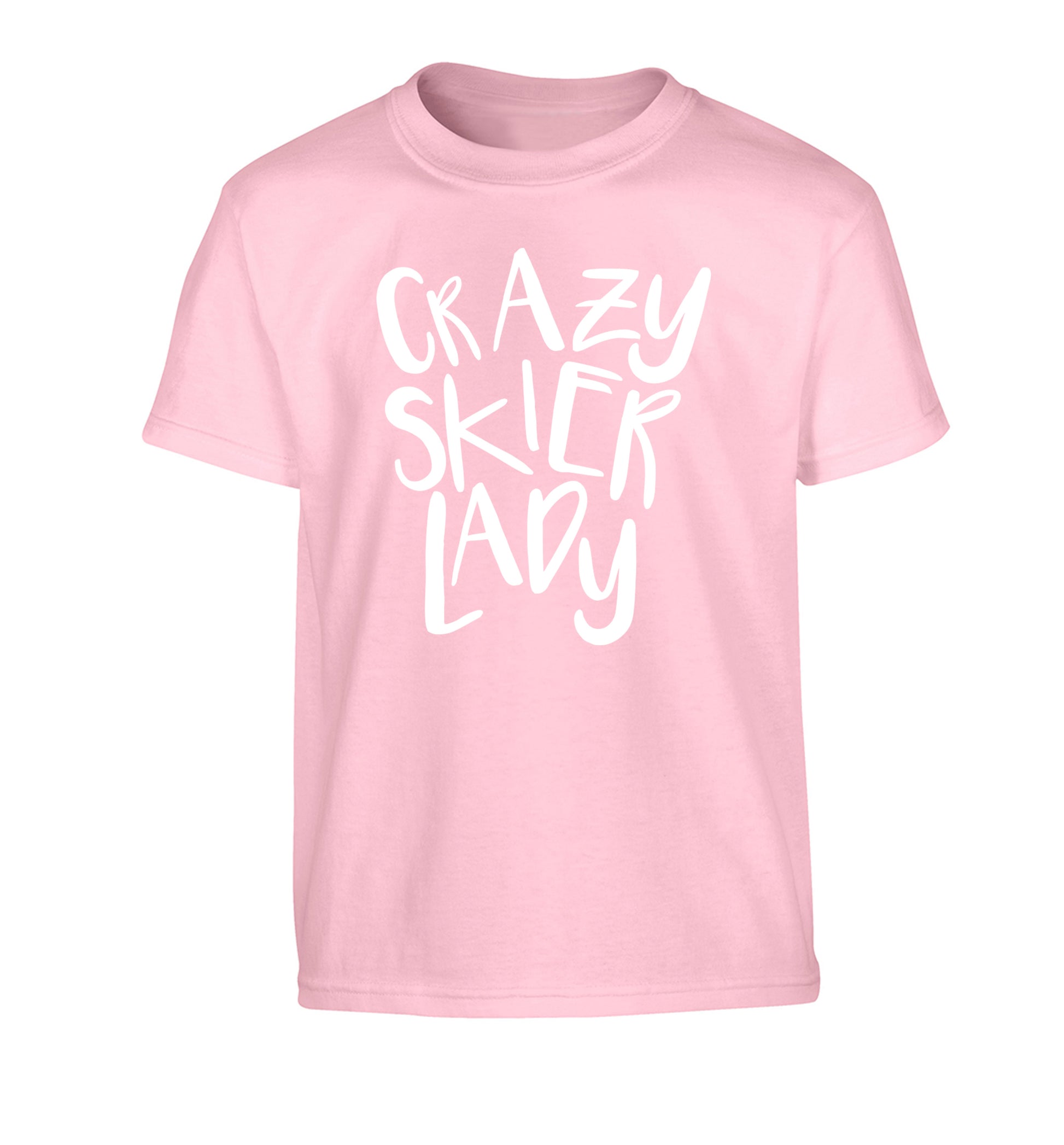 Crazy skier lady Children's light pink Tshirt 12-14 Years