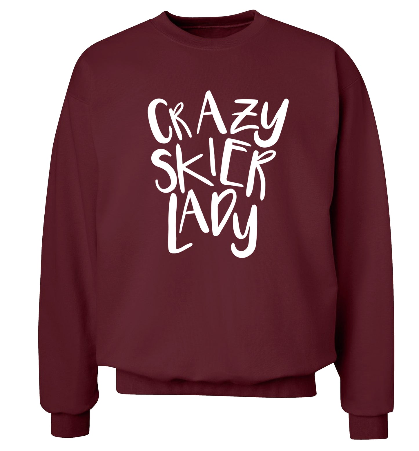 Crazy skier lady Adult's unisexmaroon Sweater 2XL