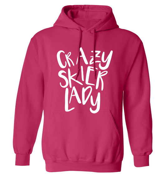 Crazy skier lady adults unisexpink hoodie 2XL