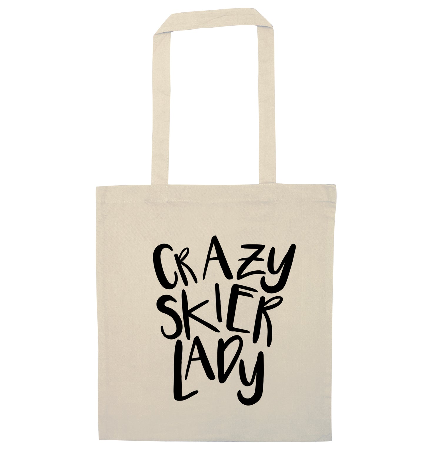 Crazy skier lady natural tote bag