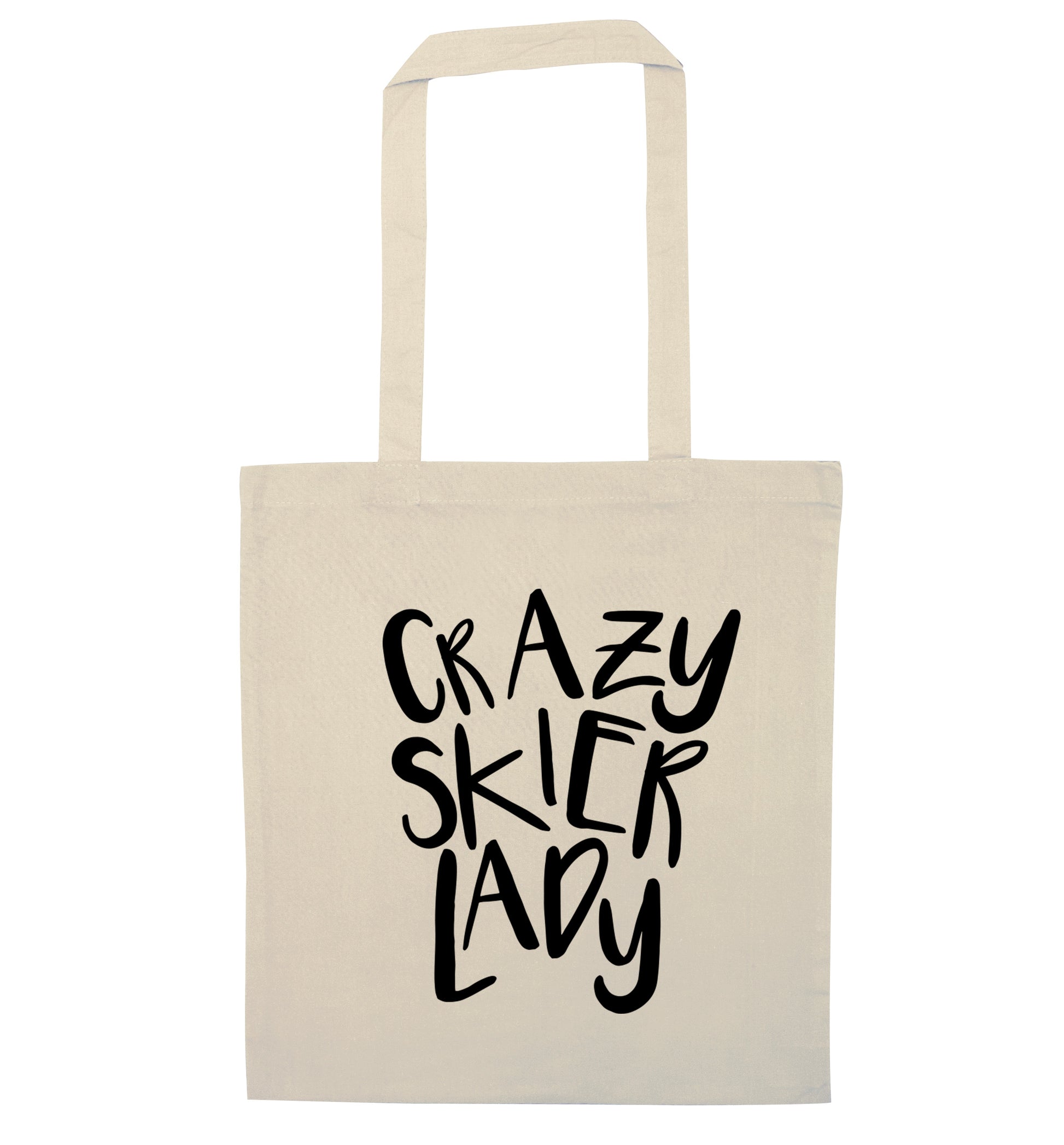 Crazy skier lady natural tote bag