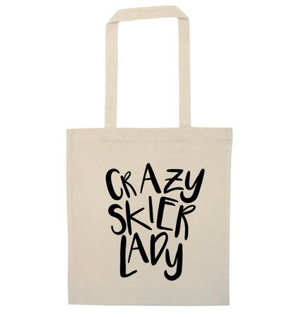 Crazy skier lady natural tote bag