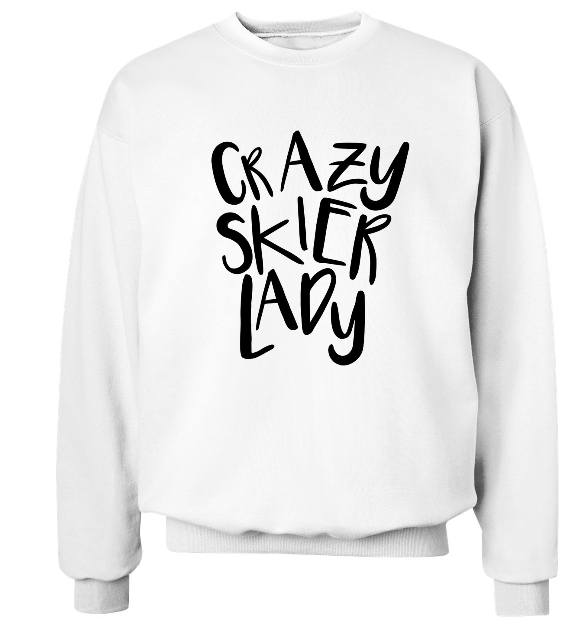 Crazy skier lady Adult's unisexwhite Sweater 2XL