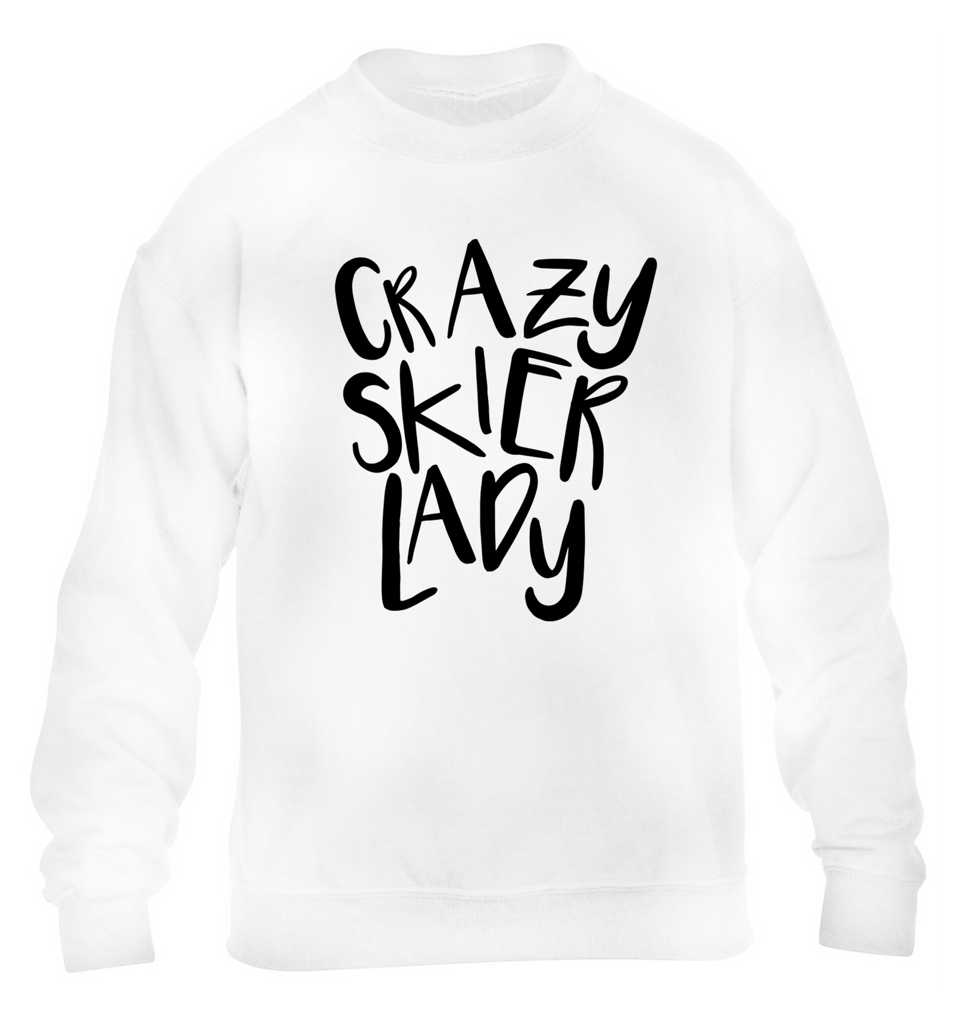 Crazy skier lady children's white sweater 12-14 Years