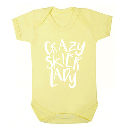 Crazy skier lady Baby Vest pale yellow 18-24 months