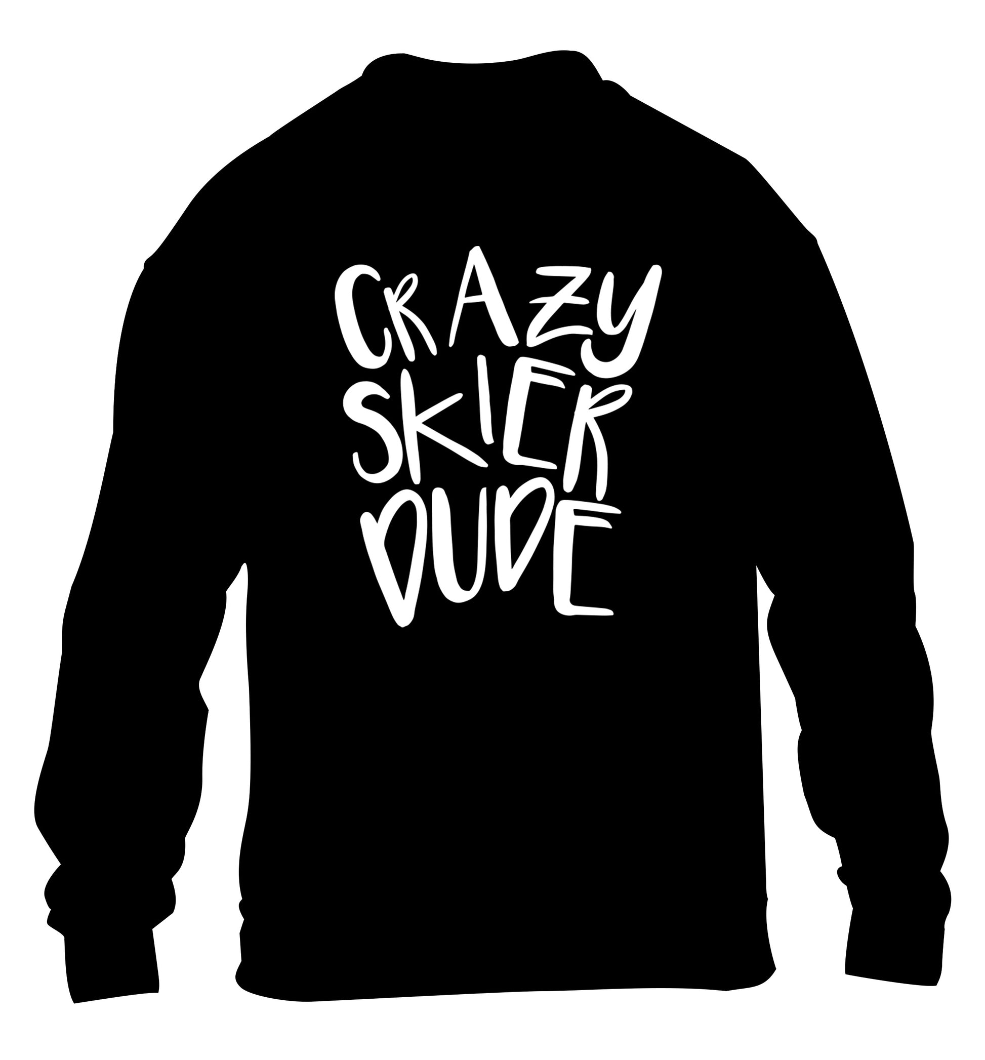 Crazy skier dude children's black sweater 12-14 Years