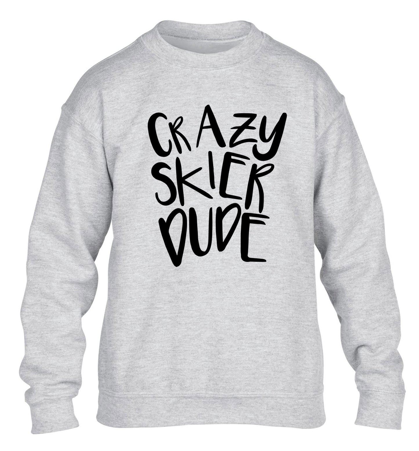 Crazy skier dude children's grey sweater 12-14 Years