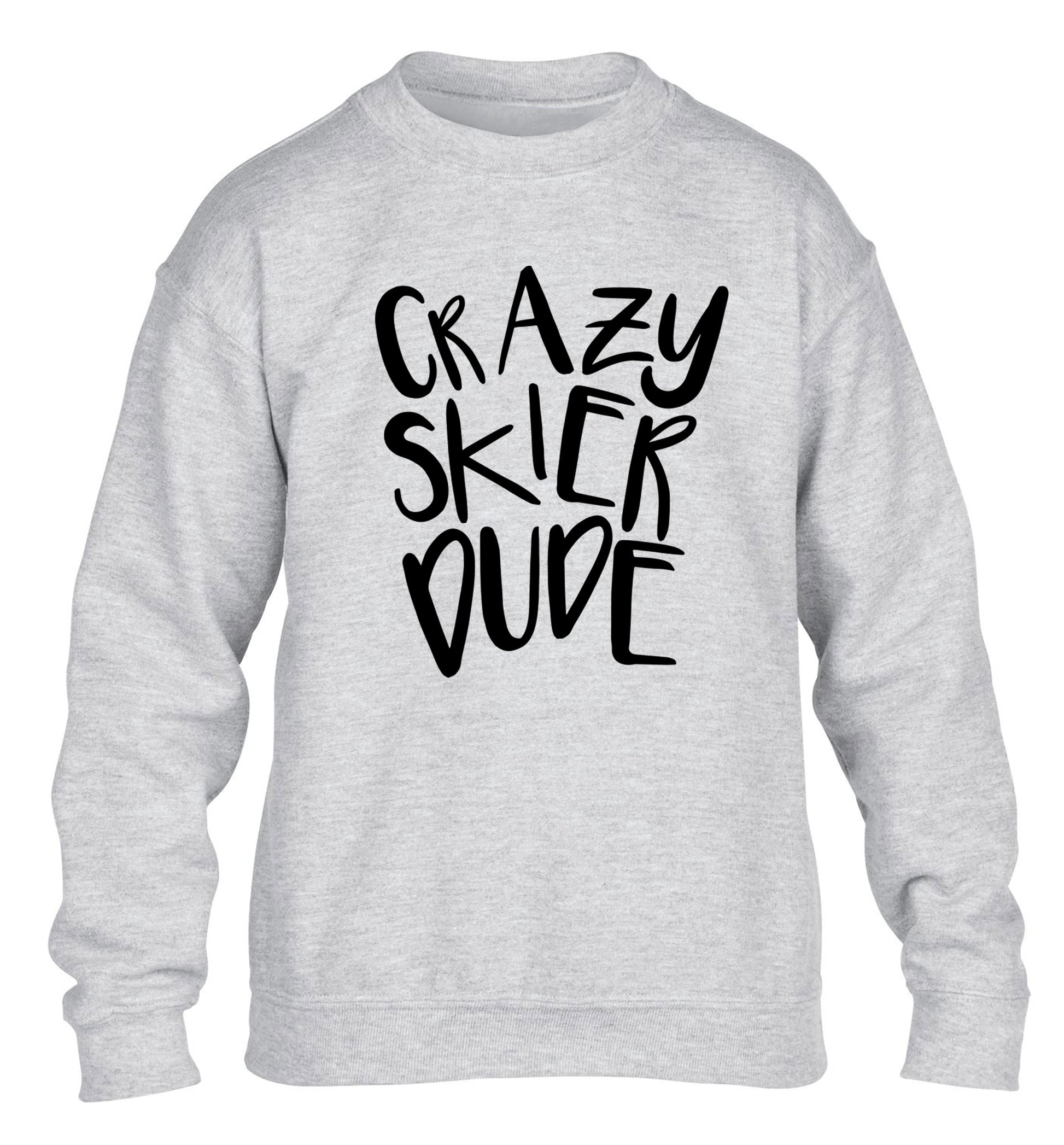 Crazy skier dude children's grey sweater 12-14 Years