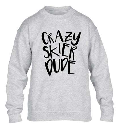 Crazy skier dude children's grey sweater 12-14 Years