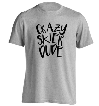 Crazy skier dude adults unisexgrey Tshirt 2XL