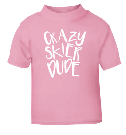 Crazy skier dude light pink Baby Toddler Tshirt 2 Years