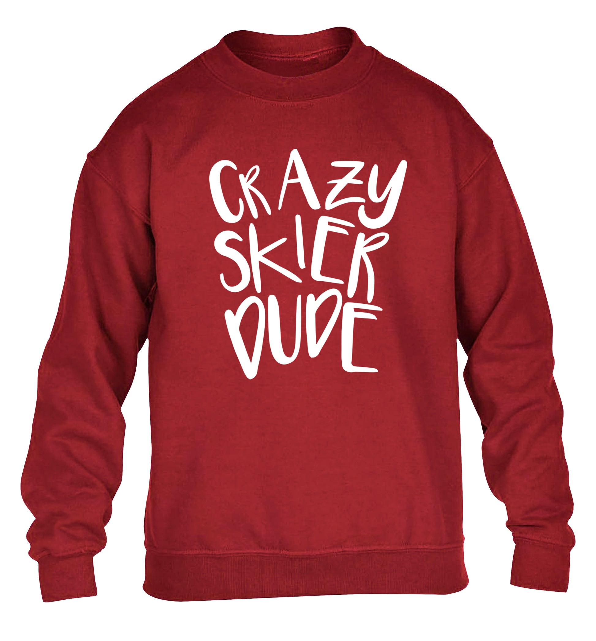 Crazy skier dude children's grey sweater 12-14 Years