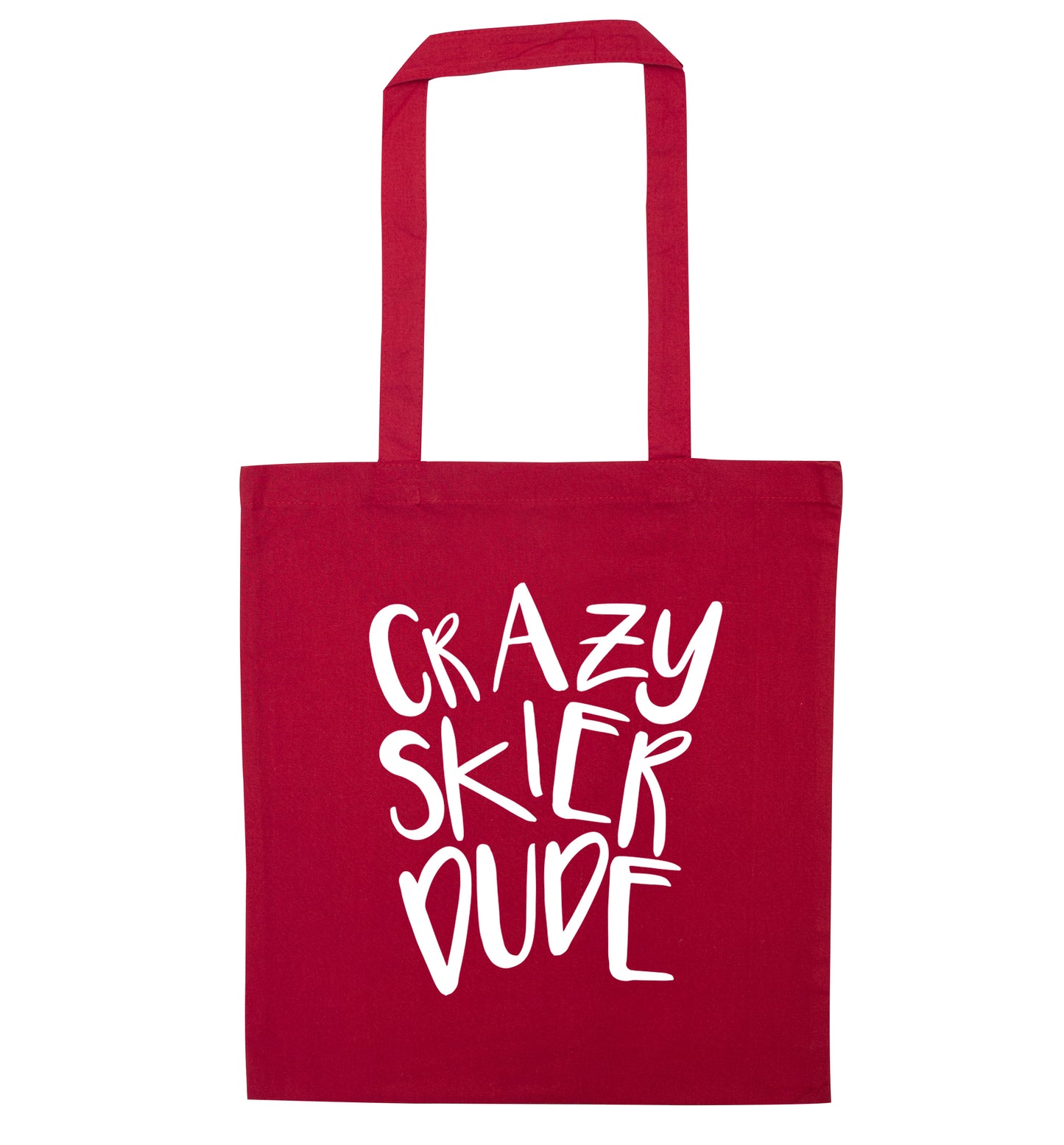 Crazy skier dude red tote bag