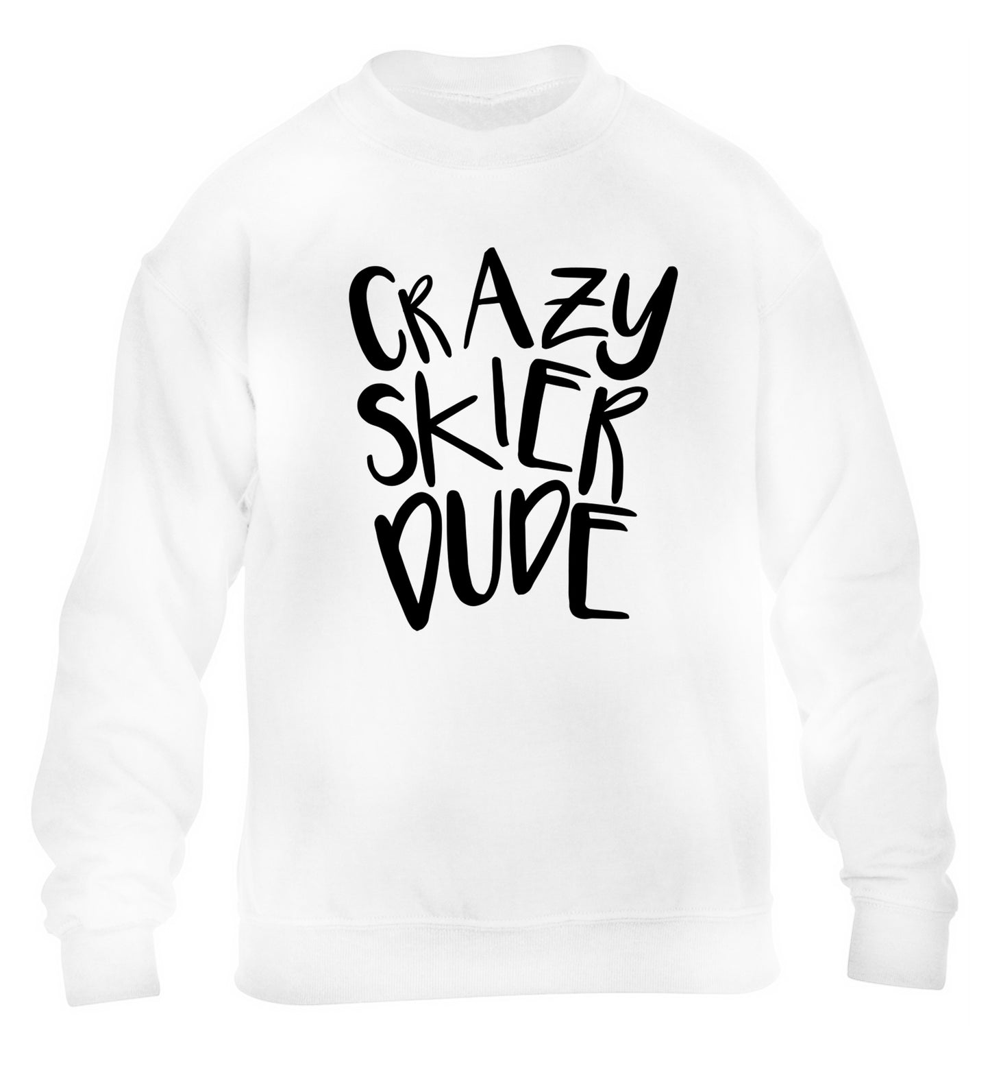 Crazy skier dude children's white sweater 12-14 Years
