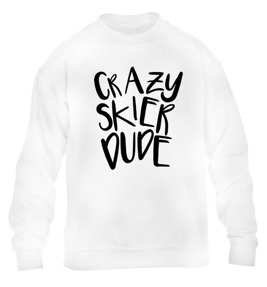 Crazy skier dude children's white sweater 12-14 Years