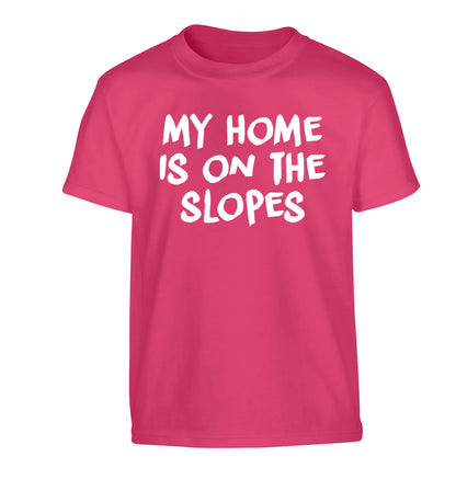 My home is on the slopes Children's pink Tshirt 12-14 Years