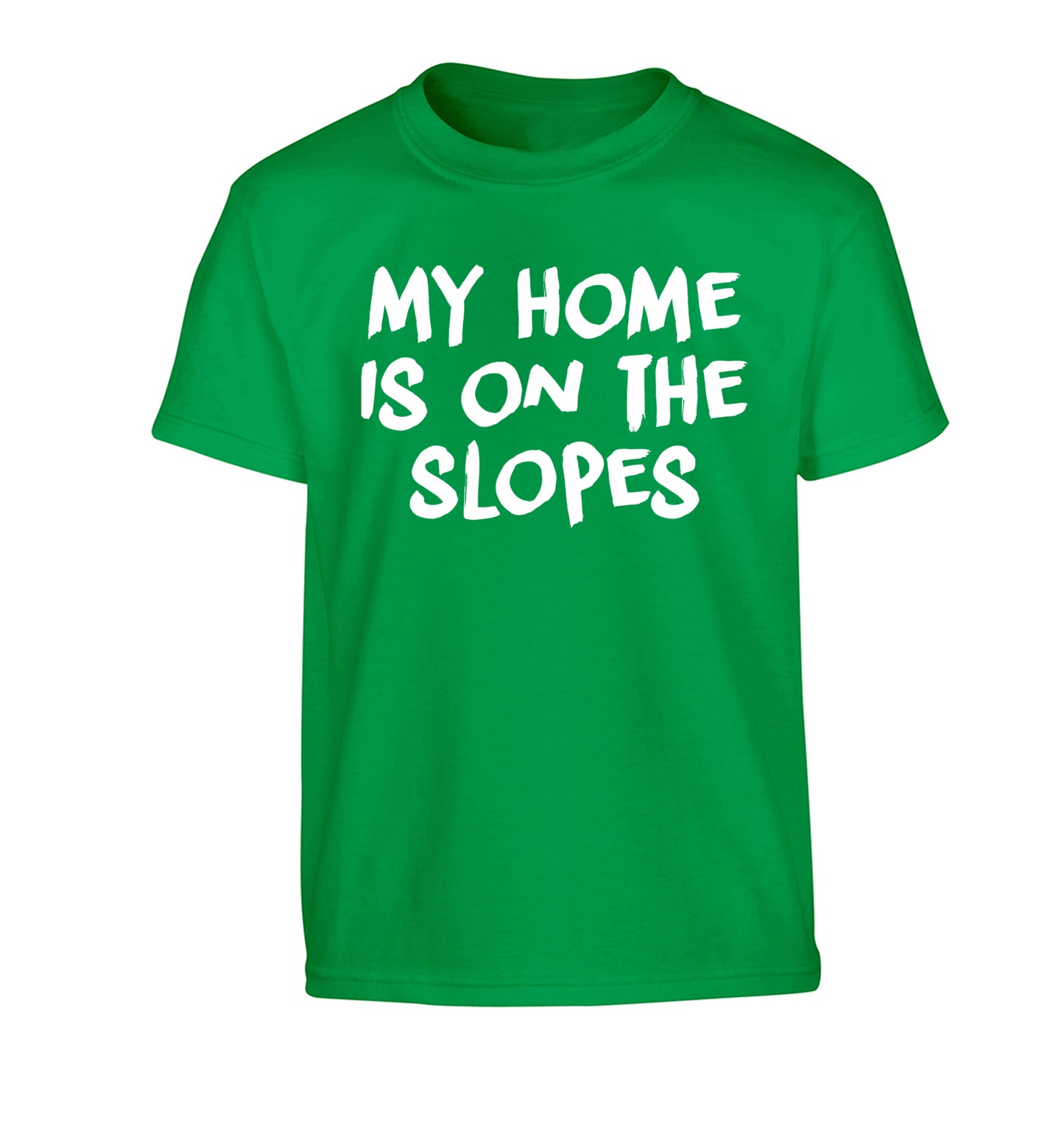 My home is on the slopes Children's green Tshirt 12-14 Years