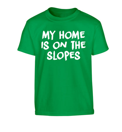 My home is on the slopes Children's green Tshirt 12-14 Years