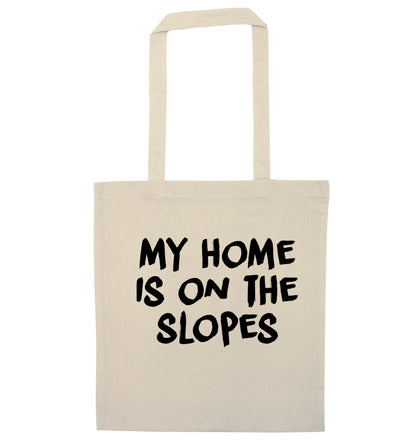 My home is on the slopes natural tote bag