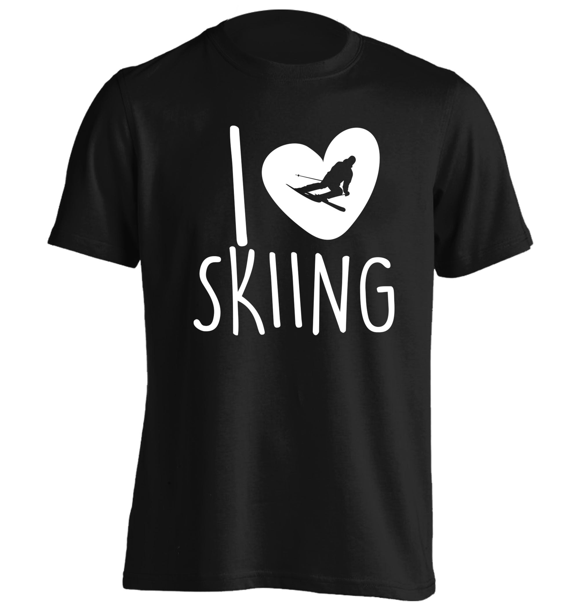 I love skiing adults unisexblack Tshirt 2XL