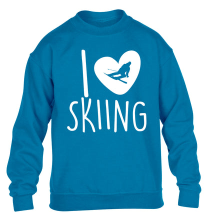 I love skiing children's blue sweater 12-14 Years