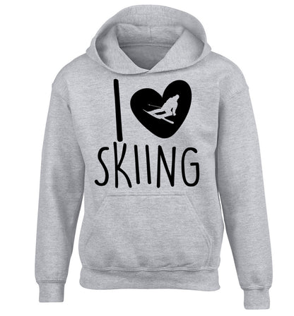 I love skiing children's grey hoodie 12-14 Years