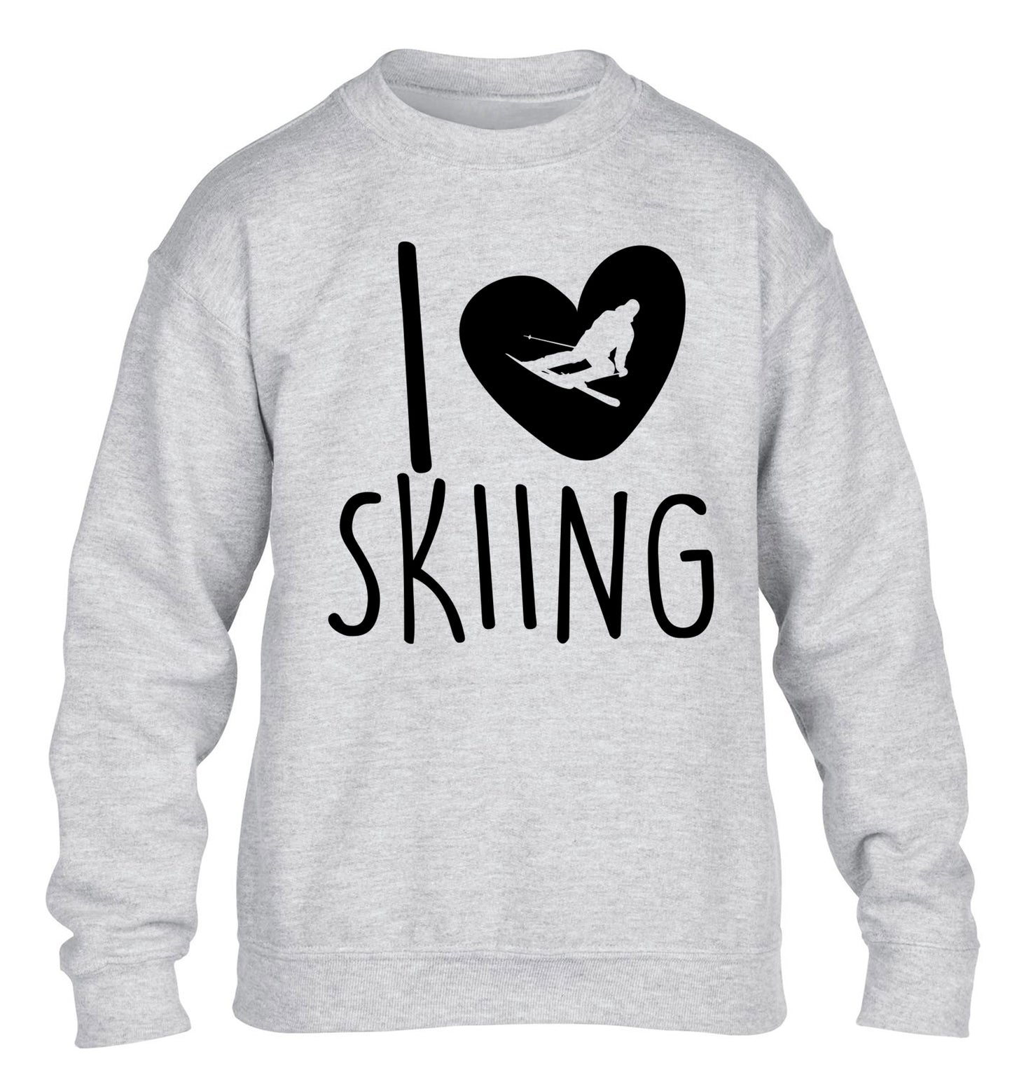 I love skiing children's grey sweater 12-14 Years