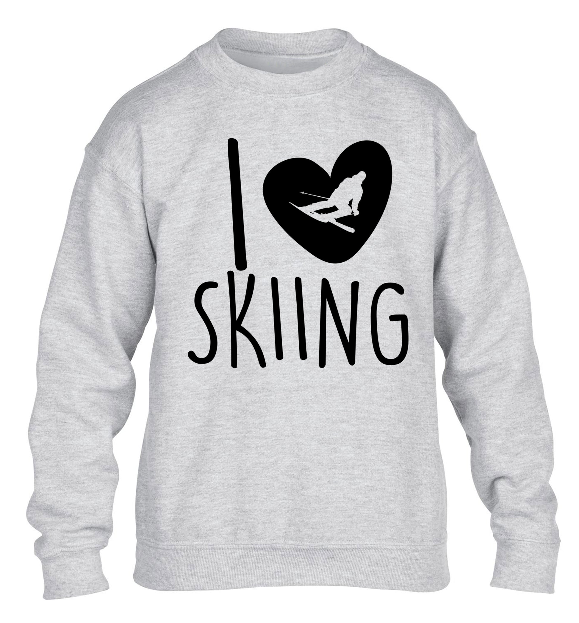 I love skiing children's grey sweater 12-14 Years
