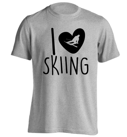 I love skiing adults unisexgrey Tshirt 2XL