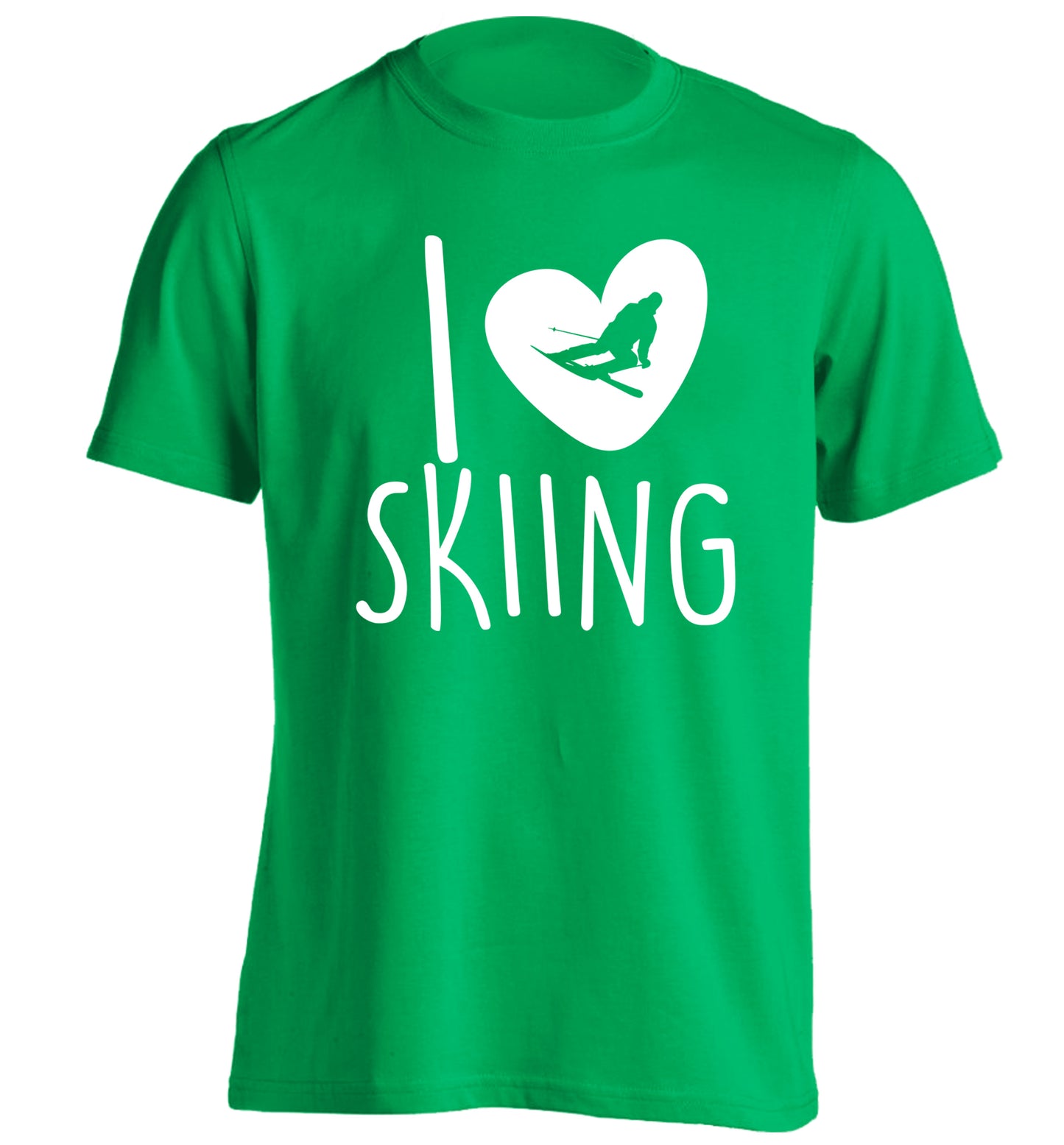 I love skiing adults unisexgreen Tshirt 2XL