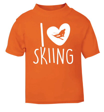 I love skiing orange Baby Toddler Tshirt 2 Years