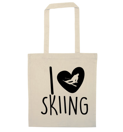 I love skiing natural tote bag