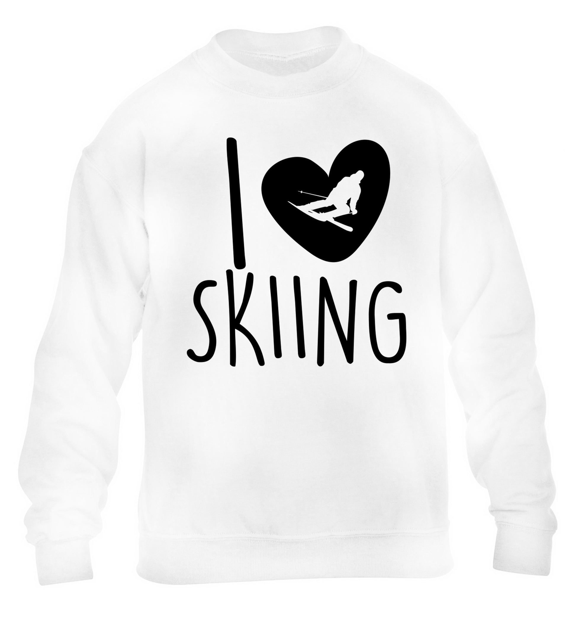 I love skiing children's white sweater 12-14 Years