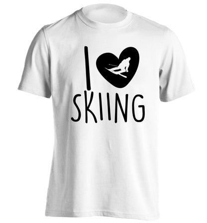 I love skiing adults unisexwhite Tshirt 2XL