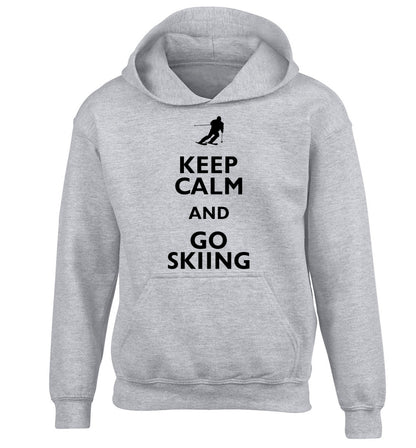 Keep calm and go skiing children's grey hoodie 12-14 Years