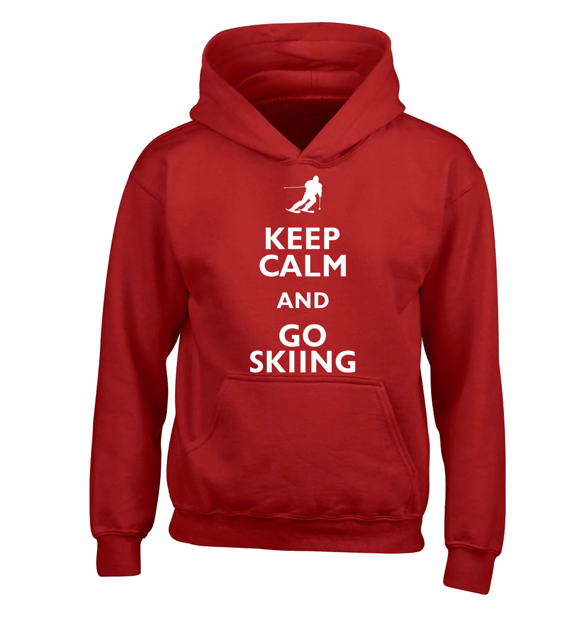 Keep calm and go skiing children's red hoodie 12-14 Years